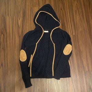 Navy and suede sweater